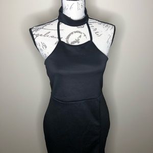 Neck band strap detail side split midi